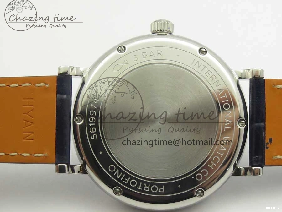 MIROTIME 1224 Fashionable Portofino IW458101 Diamond Bezel SS MK 1:1 Best Edition Blue Dial On Blue Leather Strap MIYOTA 7169